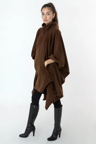 Los Angeles Apparel Pf419 - Polar Fleece Half Zip Poncho In Brown
