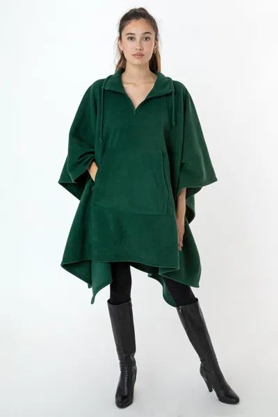 Los Angeles Apparel Pf419 - Polar Fleece Half Zip Poncho In Green