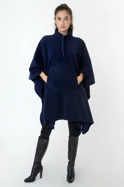 Los Angeles Apparel Pf419 - Polar Fleece Half Zip Poncho In Blue