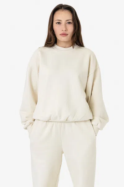 Los Angeles Apparel Plu07gd - 16oz. Garment Dye Plush Fleece Pullover Crewneck Sweatshirt In Neutral