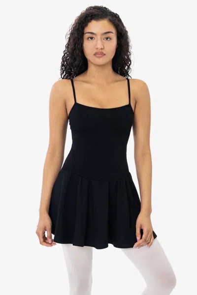 Los Angeles Apparel Pon3661 - Ponte Mini Drop Waist Spaghetti Dress In Black