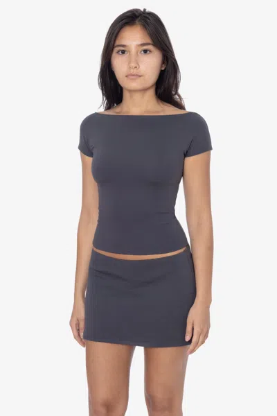 Los Angeles Apparel Pon384 - Ponte Mini Skirt In Blue