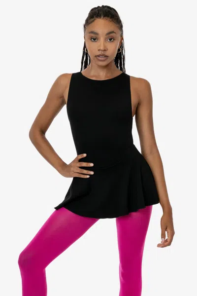 Los Angeles Apparel Pon413 - Ponte Boatneck Ballerina Skirted Leotard In Black