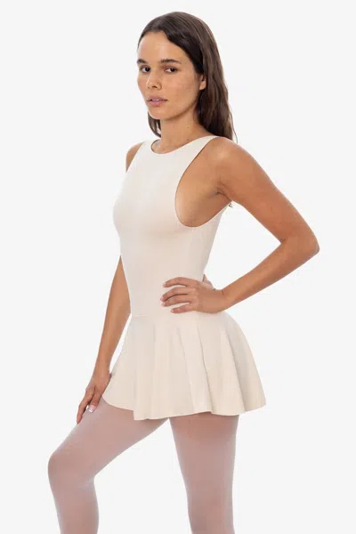 Los Angeles Apparel Pon413 - Ponte Boatneck Ballerina Skirted Leotard In White