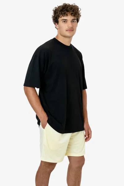 Los Angeles Apparel Ppq42 - Poly Pique Mesh Mid-length Shorts In Yellow