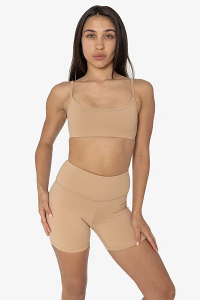 Los Angeles Apparel Raw303 - Performance Spaghetti Sports Bra In Brown