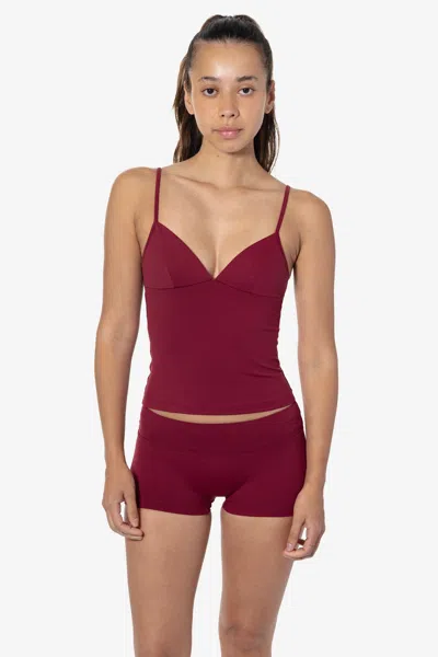 Los Angeles Apparel Raw312 - Performance Plunge Spaghetti Tank In Burgundy