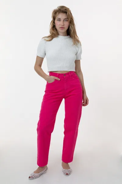 Los Angeles Apparel Rbdw01gd - Garment Dye Women's Relaxed Fit Bull Denim Jean In Pink