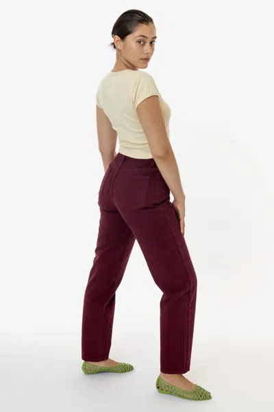 Los Angeles Apparel Rbdw01gd - Garment Dye Women's Relaxed Fit Bull Denim Jean (new Colors) In Burgundy