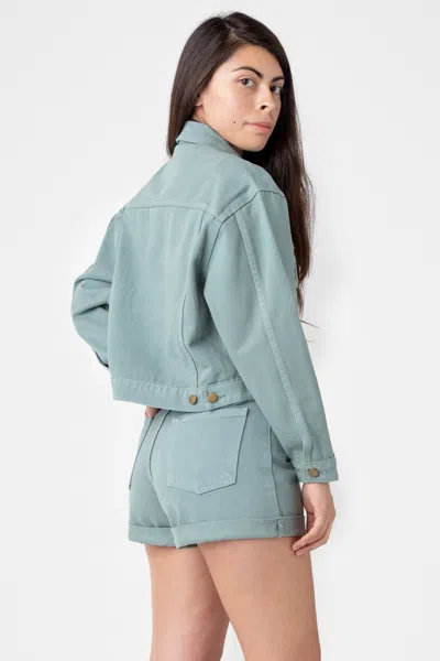Los Angeles Apparel Rbdw03gd - Garment Dye Cropped Bull Denim Jacket In Green