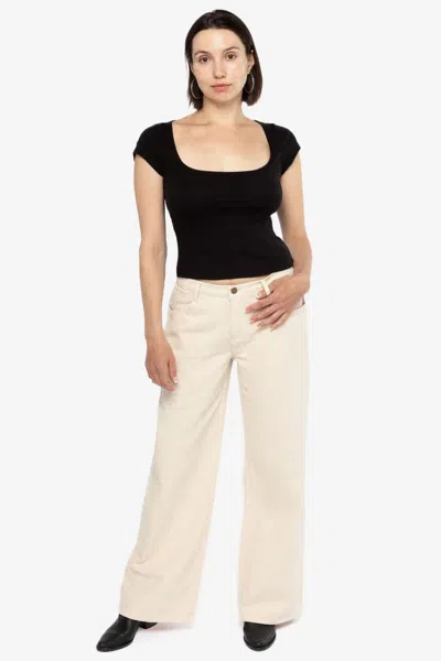 Los Angeles Apparel Rbdw401gd - 12 oz Bull Denim Mid Rise Wide Leg Jeans In Neutral