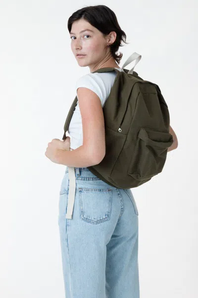 Los Angeles Apparel Rcc508 - Cotton Canvas Backpack In Army