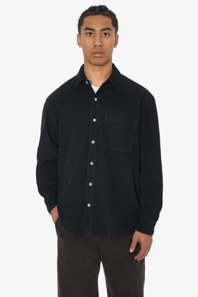 Los Angeles Apparel Rcd402gd - Corduroy Button Down Shirt In Black