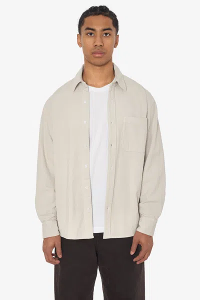 Los Angeles Apparel Rcd402gd - Corduroy Button Down Shirt In Neutral