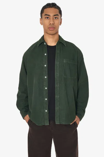 Los Angeles Apparel Rcd402gd - Corduroy Button Down Shirt In Green
