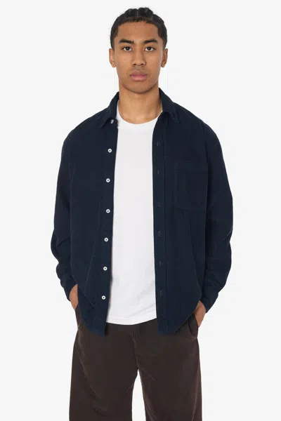 Los Angeles Apparel Rcd402gd - Corduroy Button Down Shirt In Blue