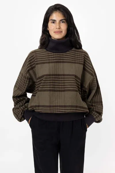 Los Angeles Apparel Rcf01 - Flannel Turtleneck Sweater With Heavy Cotton Rib In Brown