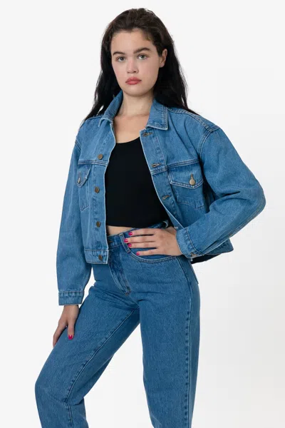 Los Angeles Apparel Rdnw03 - Denim Cropped Jacket In Blue