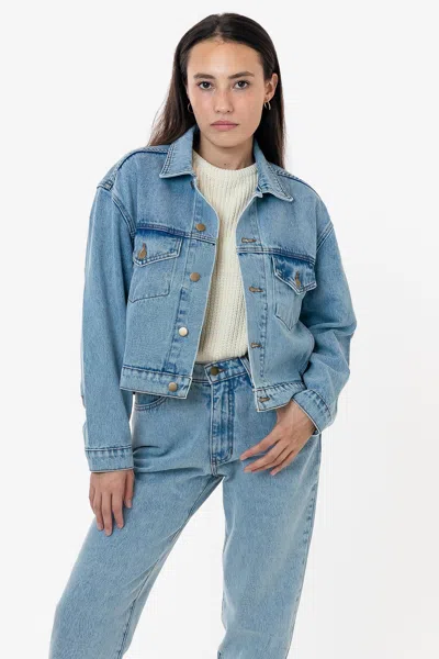 Los Angeles Apparel Rdnw03 - Denim Cropped Jacket In Blue
