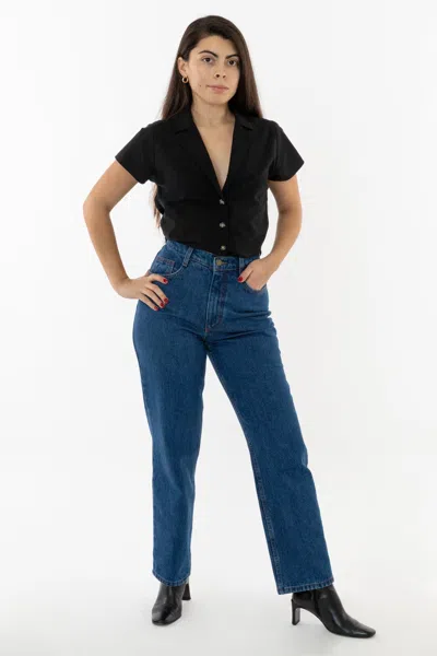 Los Angeles Apparel Rdnw08 - Straight Leg High Waisted Jean In Blue