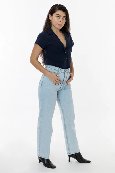 Los Angeles Apparel Rdnw08 - Straight Leg High Waisted Jean In Blue