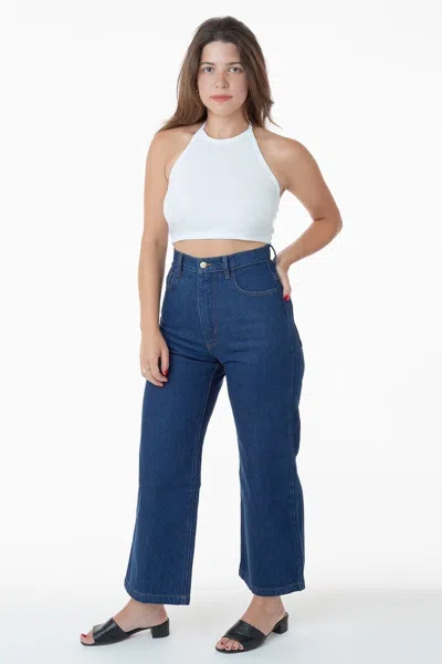 Los Angeles Apparel Rdnw09 - High Waisted Wide Leg Denim Jean In Blue