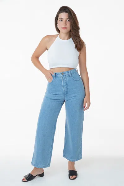 Los Angeles Apparel Rdnw09 - High Waisted Wide Leg Denim Jean In Blue