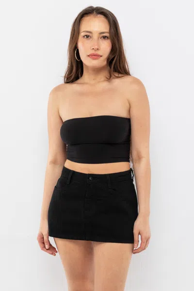 Los Angeles Apparel Rdnw30 - Denim Micro Mini Skirt In Black