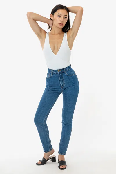 Los Angeles Apparel Rdnw701 - High Waisted Tapered Jean In Blue