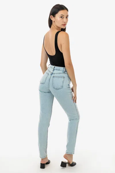 Los Angeles Apparel Rdnw701 - High Waisted Tapered Jean In Blue
