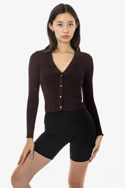 Los Angeles Apparel Rfk218 - Viscose Nylon V-neck Cardigan In Brown