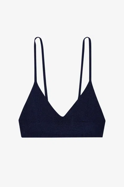 Los Angeles Apparel Rfk294 - Viscose Nylon Bra Top In Blue