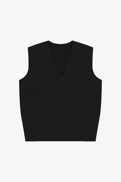 Los Angeles Apparel Rfk313 - Cashmere Knit V-neck Vest In Black
