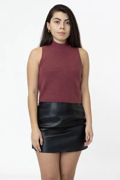 Los Angeles Apparel Rfk382 - Cashmere Knit Sleeveless Mock Neck In Red