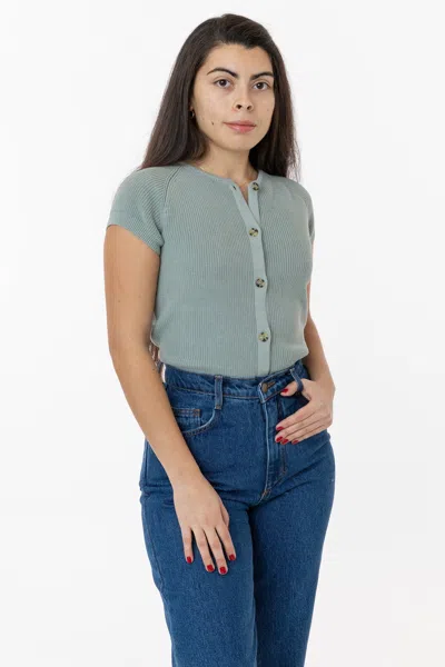 Los Angeles Apparel Rfk47gd - Cotton Raglan Short Sleeve Cropped Sweater In Gray