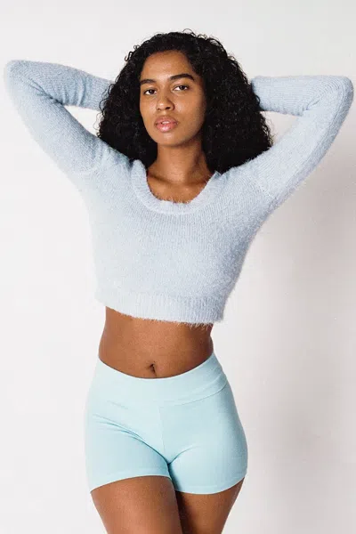 Los Angeles Apparel Rfk4981 - Long Sleeve Fuzzy Sweater In Blue
