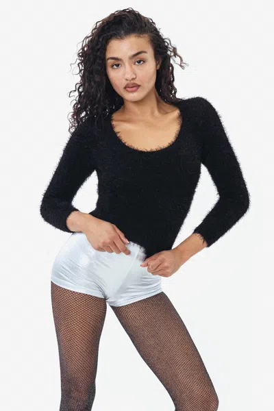 Los Angeles Apparel Rfk4981 - Long Sleeve Fuzzy Sweater In Black
