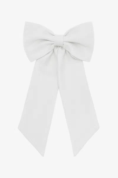 Los Angeles Apparel Rgb051 - Poly Gabardine Long Schoolgirl Bow In White