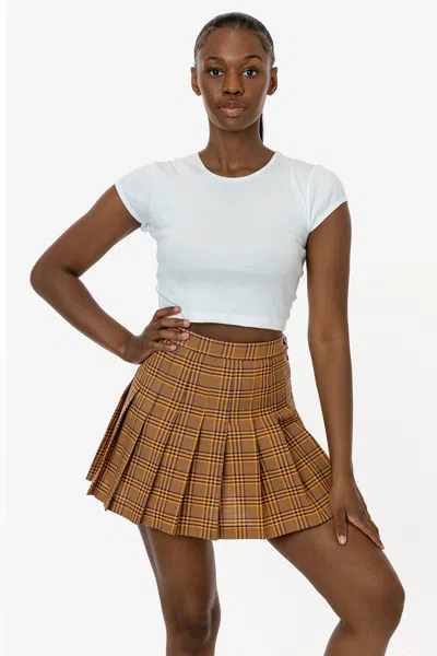 Los Angeles Apparel Rgb300p - Plaid Tennis Skirt In Brown