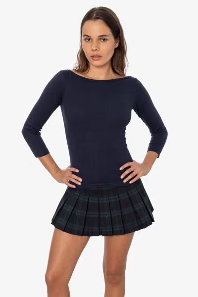Los Angeles Apparel Rgb301p - Plaid Micro Mini Box Pleat Skirt In Blue