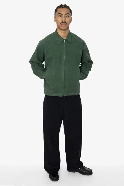Los Angeles Apparel Rhc401gd - 8oz Heavy Micro Canvas Zip-up Raglan Jacket In Green