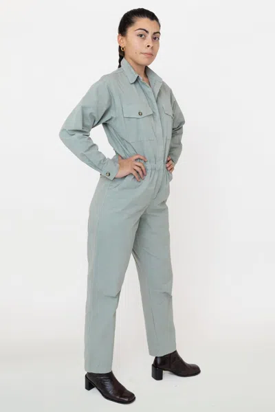 Los Angeles Apparel Rjc3207gd - Cotton Poplin Utility Jumpsuit In Sage