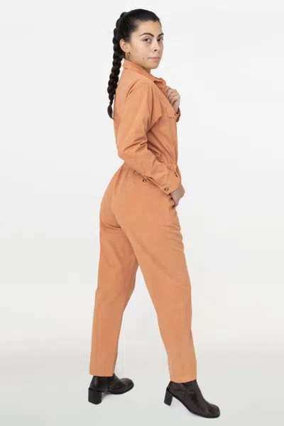 Los Angeles Apparel Rjc3207gd - Cotton Poplin Utility Jumpsuit In Terracotta
