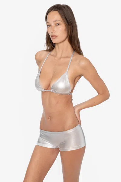 Los Angeles Apparel Rla3001 - Lamé Swim Hot Short In Silver