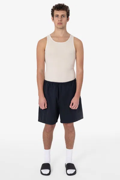 Los Angeles Apparel Rlc02gd - 6 Oz. Light Weight Micro Canvas Garment Dye Shorts In Black Edge