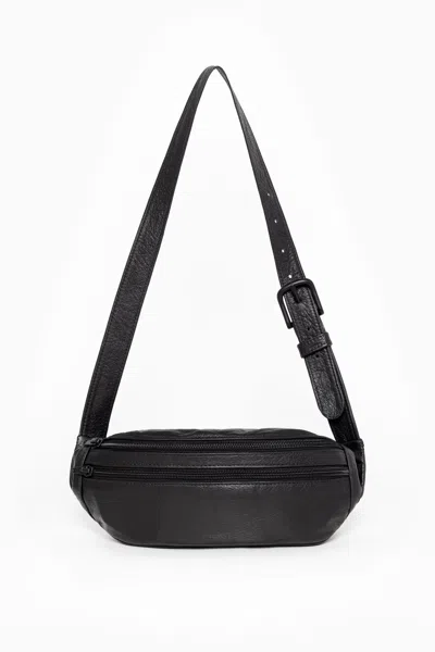 Los Angeles Apparel Rlh0523 - Full Leather Fanny Pack In Black