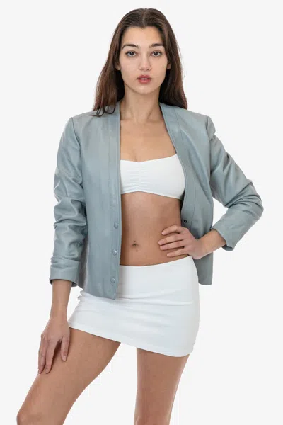 Los Angeles Apparel Rlh3000 - Leather Collarless Blazer In White