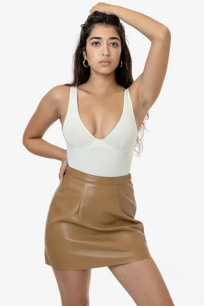 Los Angeles Apparel Rlh3012 - Leather Mini Pencil Skirt In Camel