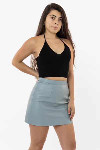 Los Angeles Apparel Rlh3012 - Leather Mini Pencil Skirt In Oyster