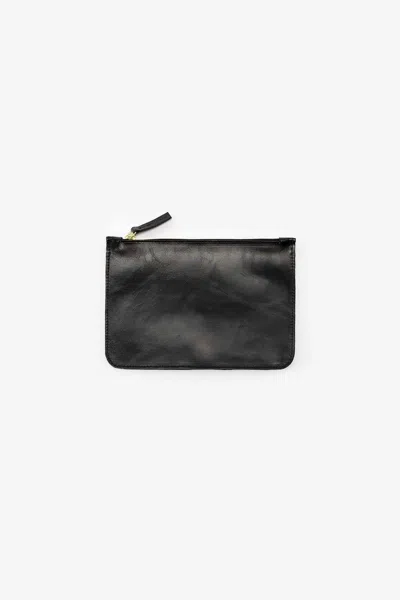 Los Angeles Apparel Rlh3411 - Small Leather Zip Pouch In Black